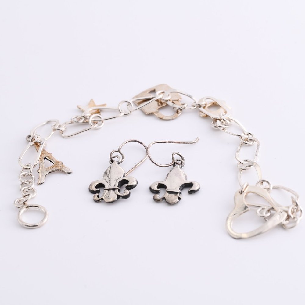 Sterling Silver bracelet and earrings - (A279)